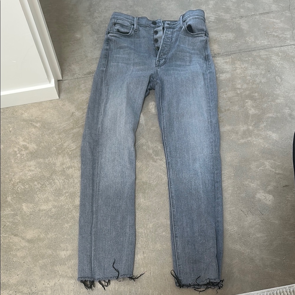 MOTHER Light Blue Frayed Hem Jeans